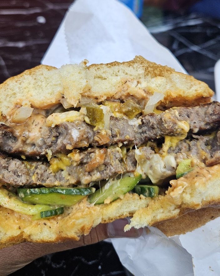 A stacked burger from Dalston Doner & Grill